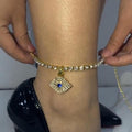 Electroplated Copper Anklet Featuring Eye Pattern - front view