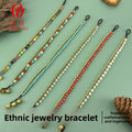 Ethnic Style Red Alloy Braid Anklet For Women Featuring Bell Pattern - front view