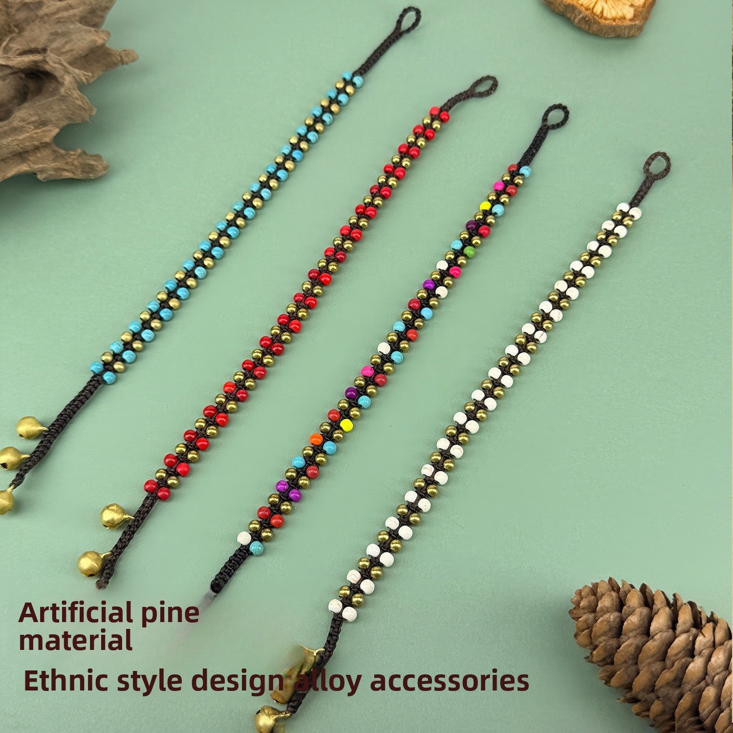 Ethnic Style Red Alloy Braid Anklet For Women Featuring Bell Pattern - view 4