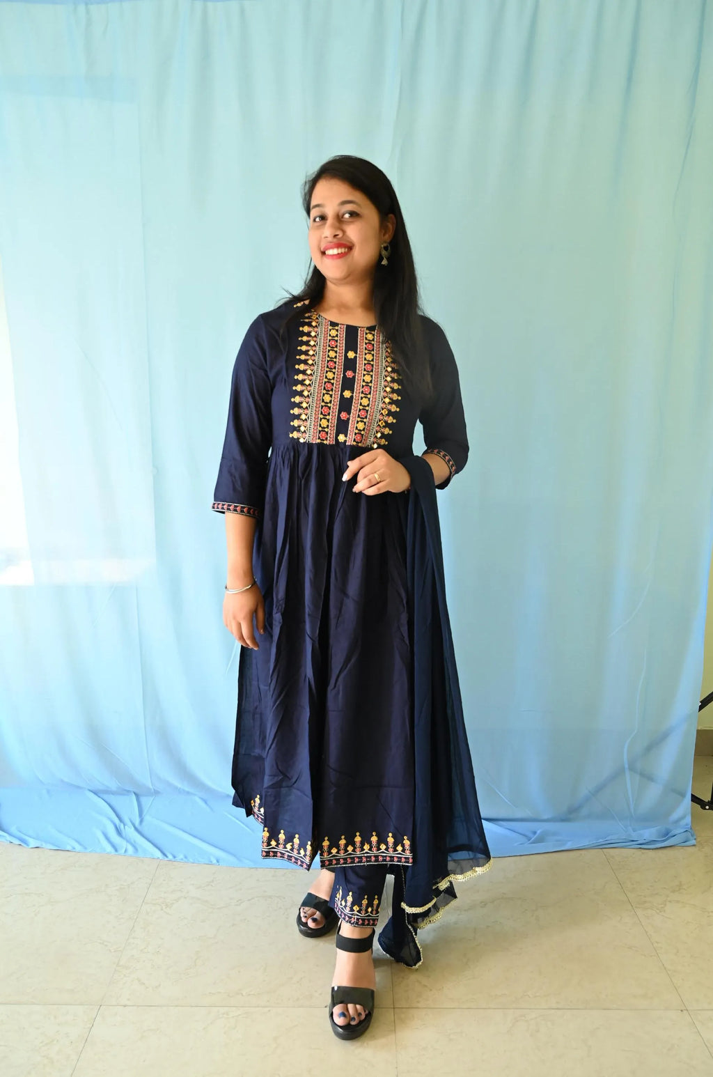 Blueberry suit set with dupatta