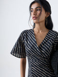 Bombay Paisley Blue Striped Cotton A-Line Dress