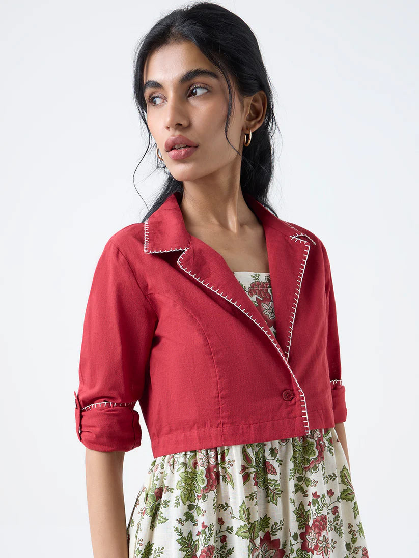 Bombay Paisley Cream Cotton Tiered Dress with Jacket