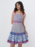 Bombay Paisley Blue Printed Cotton A-Line Dress