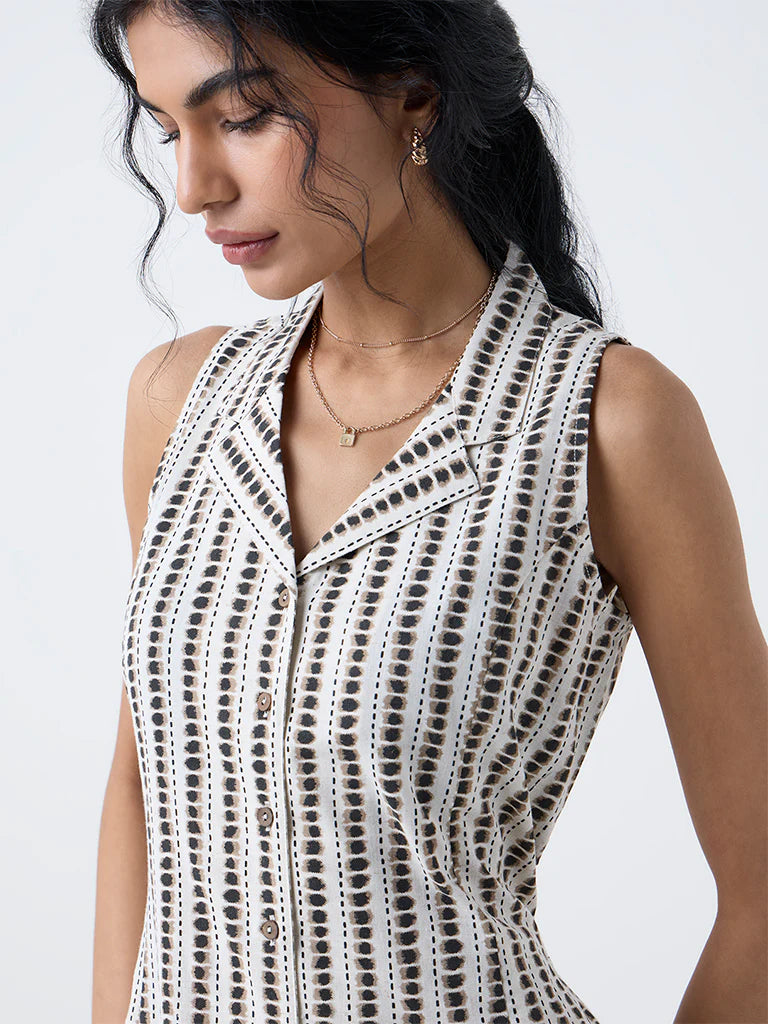 Bombay Paisley Black Cotton-Blend Shirt Dress