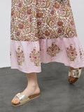 Bombay Paisley Pink Floral Printed Cotton A-Line Dress