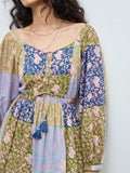 Bombay Paisley Multicolour Floral Pattern Cotton A-Line Dress