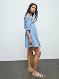 Bombay Paisley Blue Printed Cotton A-Line Dress