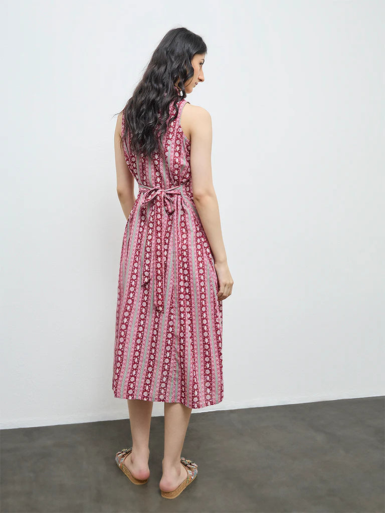 Bombay Paisley Red Floral Printed Cotton Shirt Dress