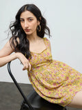 Bombay Paisley Yellow Floral Cotton A-Line Dress