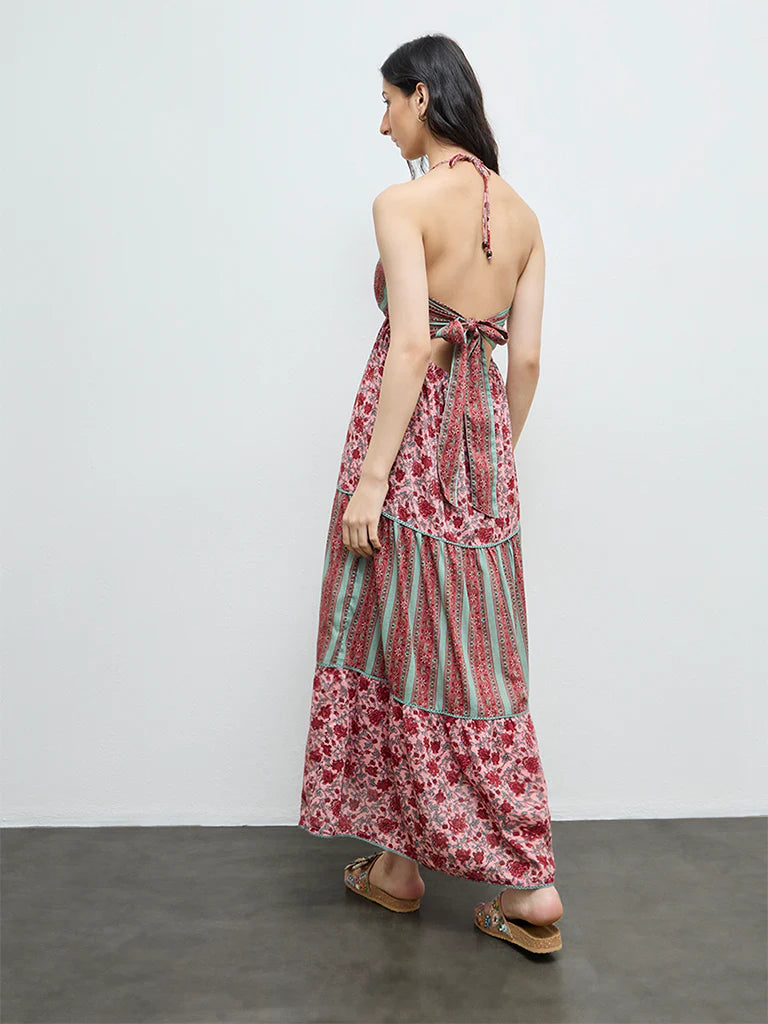 Bombay Paisley Pink Floral Cotton A-Line Dress