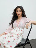 Bombay Paisley Off-White Floral Empire-Line Dress