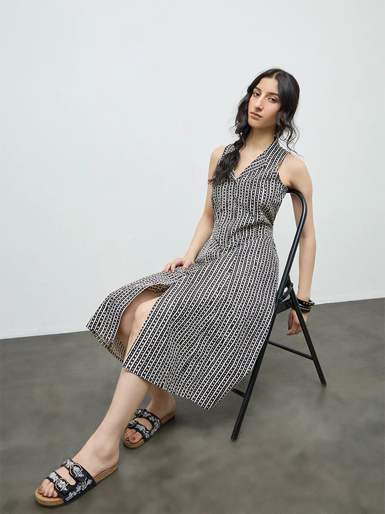 Bombay Paisley Off-White Printed Cotton-Blend Shirt Dress