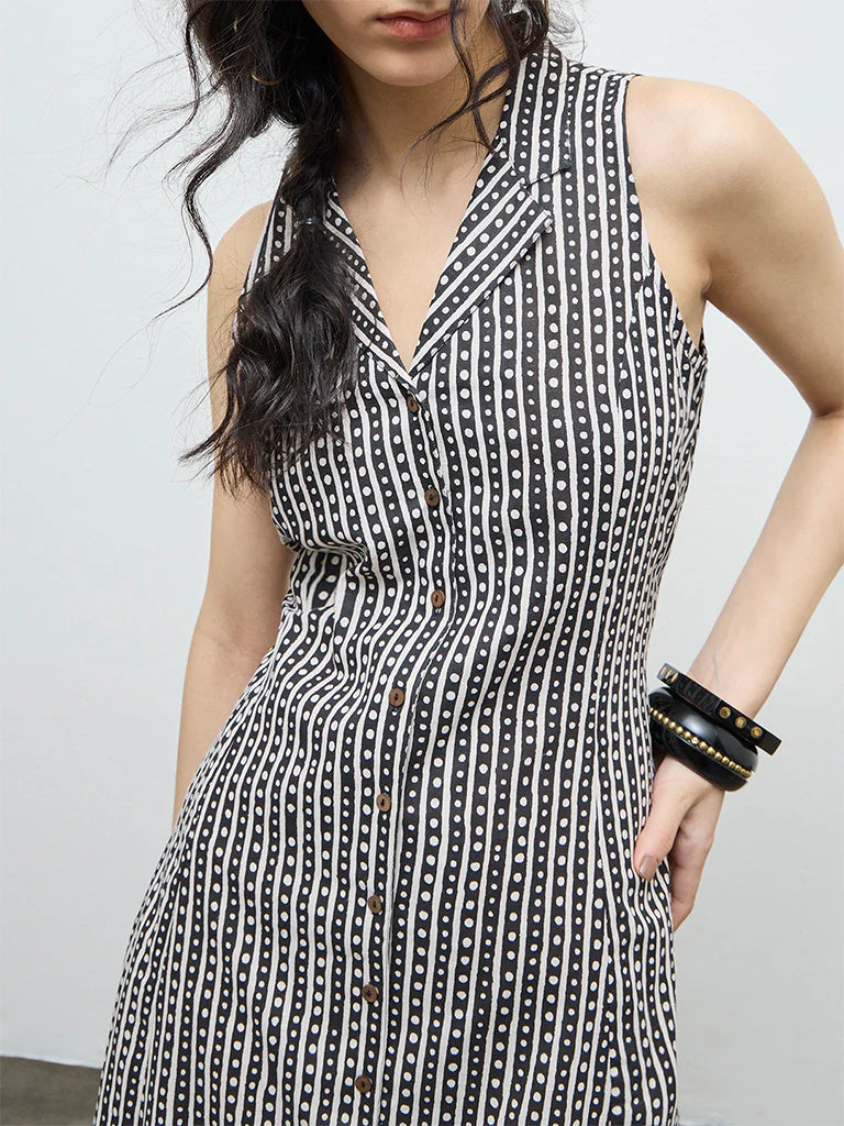 Bombay Paisley Off-White Printed Cotton-Blend Shirt Dress