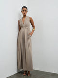 Vark Taupe Embellished Jumpsuit