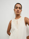 Vark Off-White Embroidered A-Line Dress
