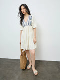 Bombay Paisley Cream Floral Embroidered Tiered Dress