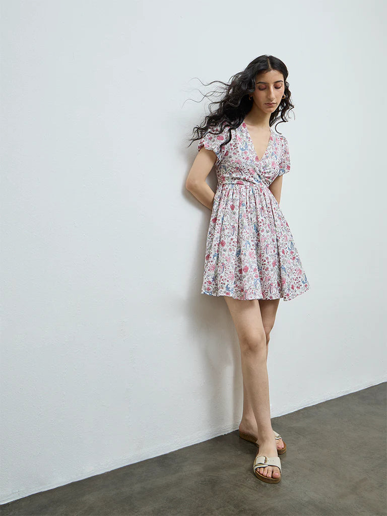Bombay Paisley Pink Floral Cotton A-Line Dress