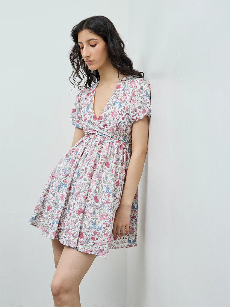 Bombay Paisley Pink Floral Cotton A-Line Dress