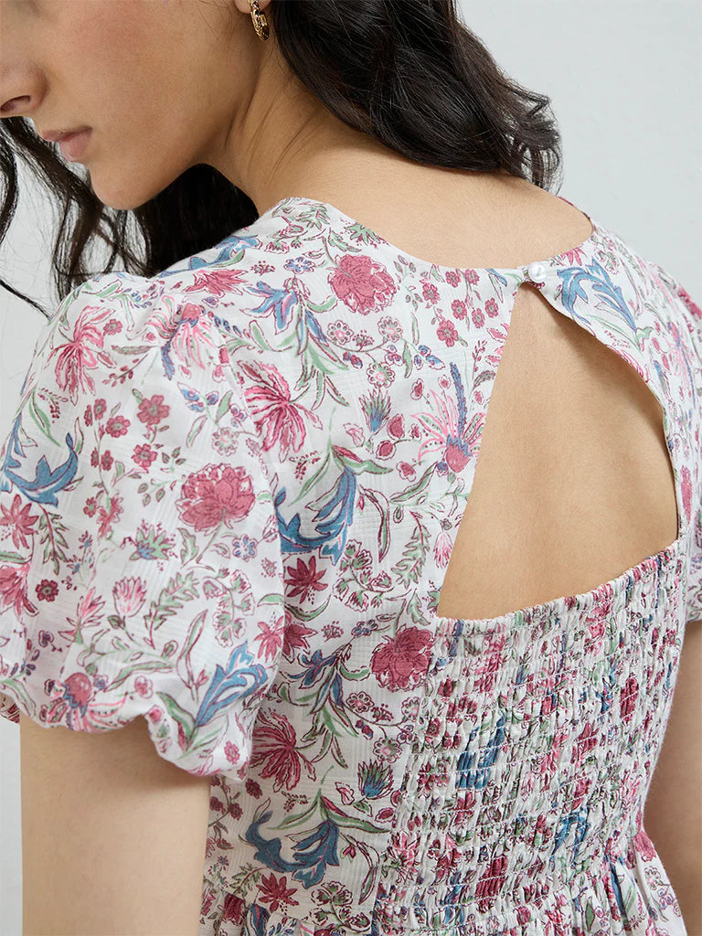 Bombay Paisley Pink Floral Cotton A-Line Dress