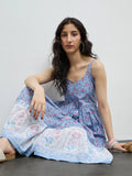 Bombay Paisley Blue Floral Cotton Tiered Dress