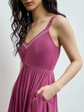 Bombay Paisley Dusty Rose Embroidered Empire-Line Dress