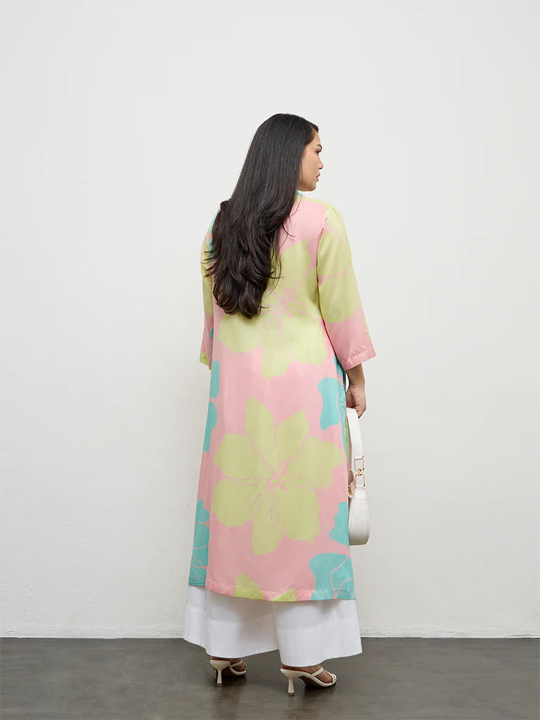 Diza Multicolor Floral Printed A-Line Kurta