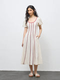Bombay Paisley White Printed Cotton-Blend A-Line Dress