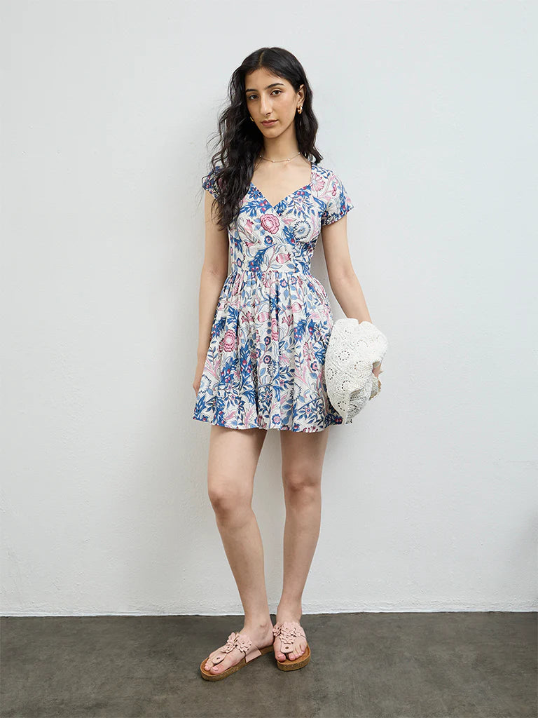 Bombay Paisley Multicolour Floral Cotton A-Line Dress