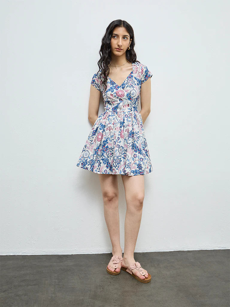 Bombay Paisley Multicolour Floral Cotton A-Line Dress