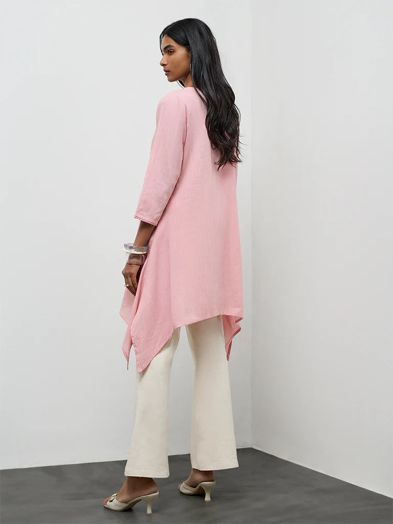 Utsa Pink Floral Cotton Kurta