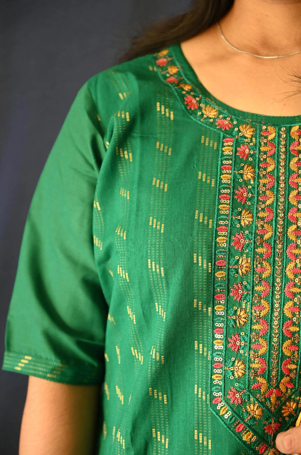 Embroidered Elegant Cotton suit set with pocket