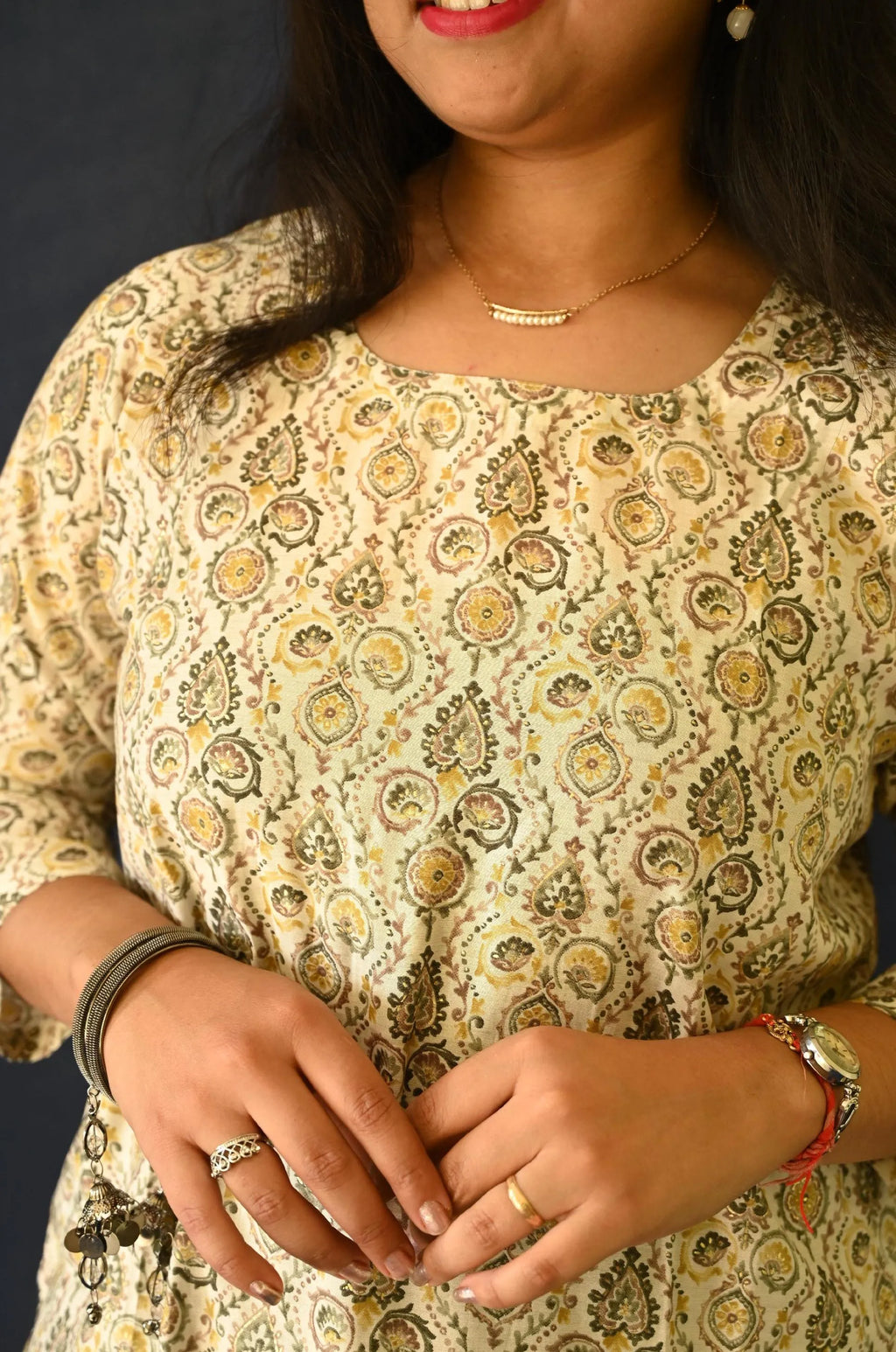 Pure Green Printed Cotton Kurta With Pant