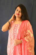 Pink Cotton suit , Pant (Pocket) with dupatta