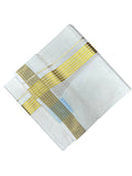 Southloom Kerala Pure Cotton Double Mundu with Gold Kasavu Border Style 9