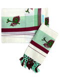 Southloom Cotton Set Mundu With Mural Print Green And Maroon Border (2.80 Mtrs)