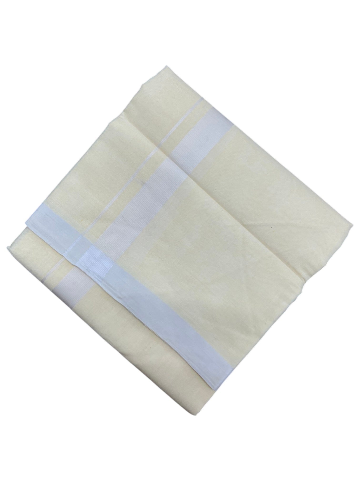 Southloom Pure Cotton Off White Double Mundu with White Border