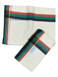 Southloom Pure Cotton Kerala Single Mulloth Set Mundu Black And Green Border (2.80 Mtrs) SL243