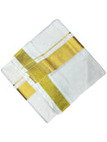 Southloom Kerala Pure Cotton Double Mundu with Gold Kasavu Border Premium