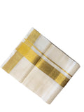 Southloom Premium Handloom Cotton Double Mundu with Gold Kasavu Border Wedding