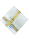 Southloom Kerala Pure Cotton Double Mundu with Gold Kasavu Border Style 10