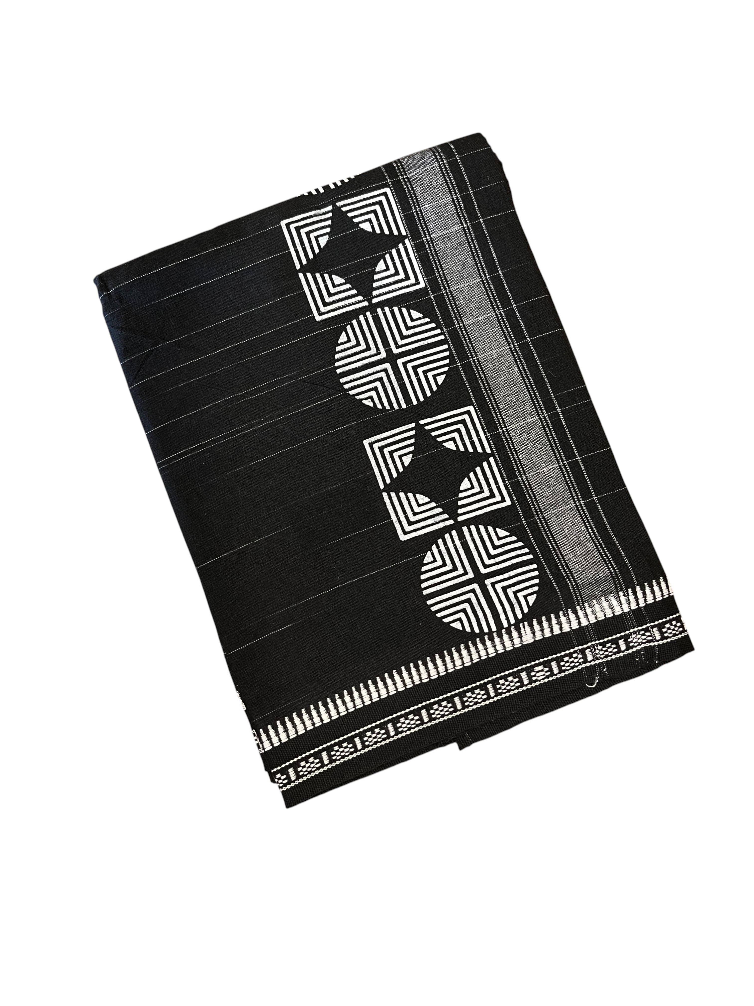 Southloom Black Printed Single Mundu Lungi Style 1