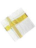 Southloom Kerala Pure Cotton Double Mundu In 2 Inch with Gold Kasavu Border