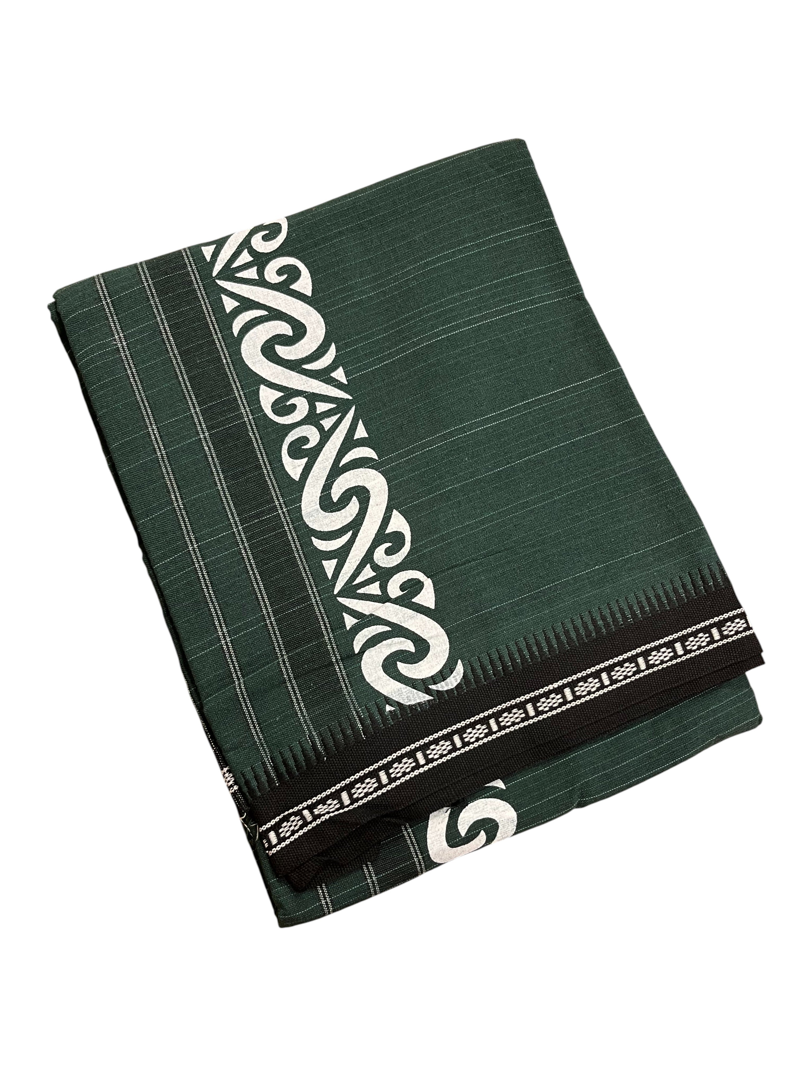 Southloom Green Printed Single Mundu Lungi Style 3