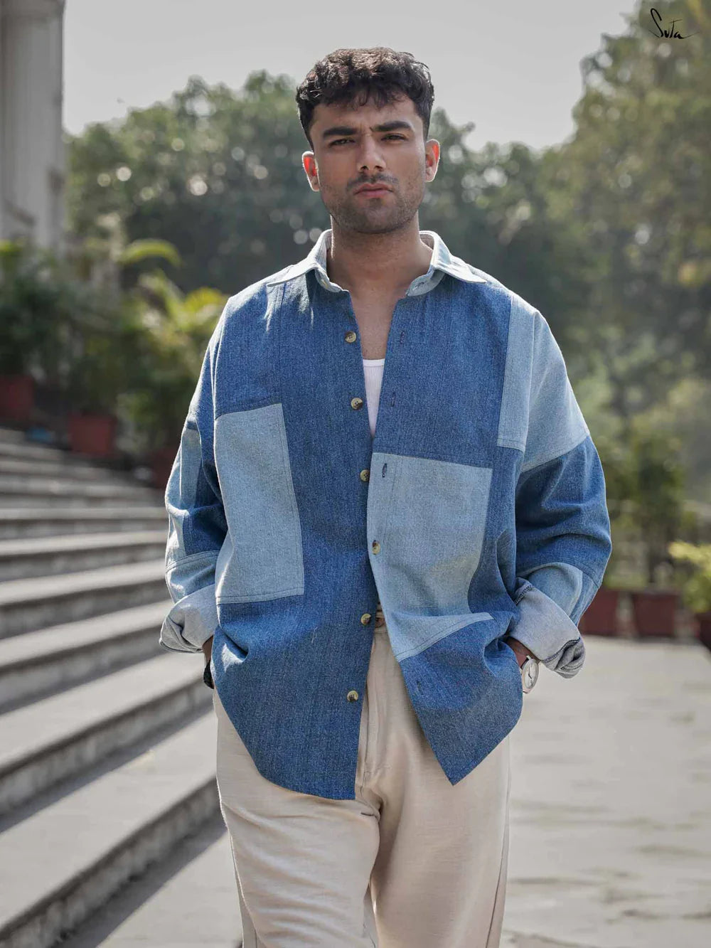 Full Sleeves Denim Patchwork Jacket