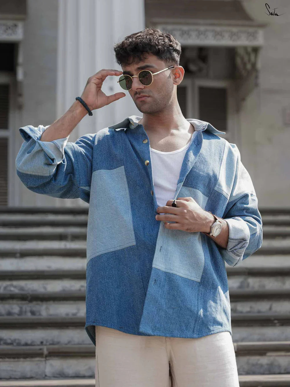 Full Sleeves Denim Patchwork Jacket