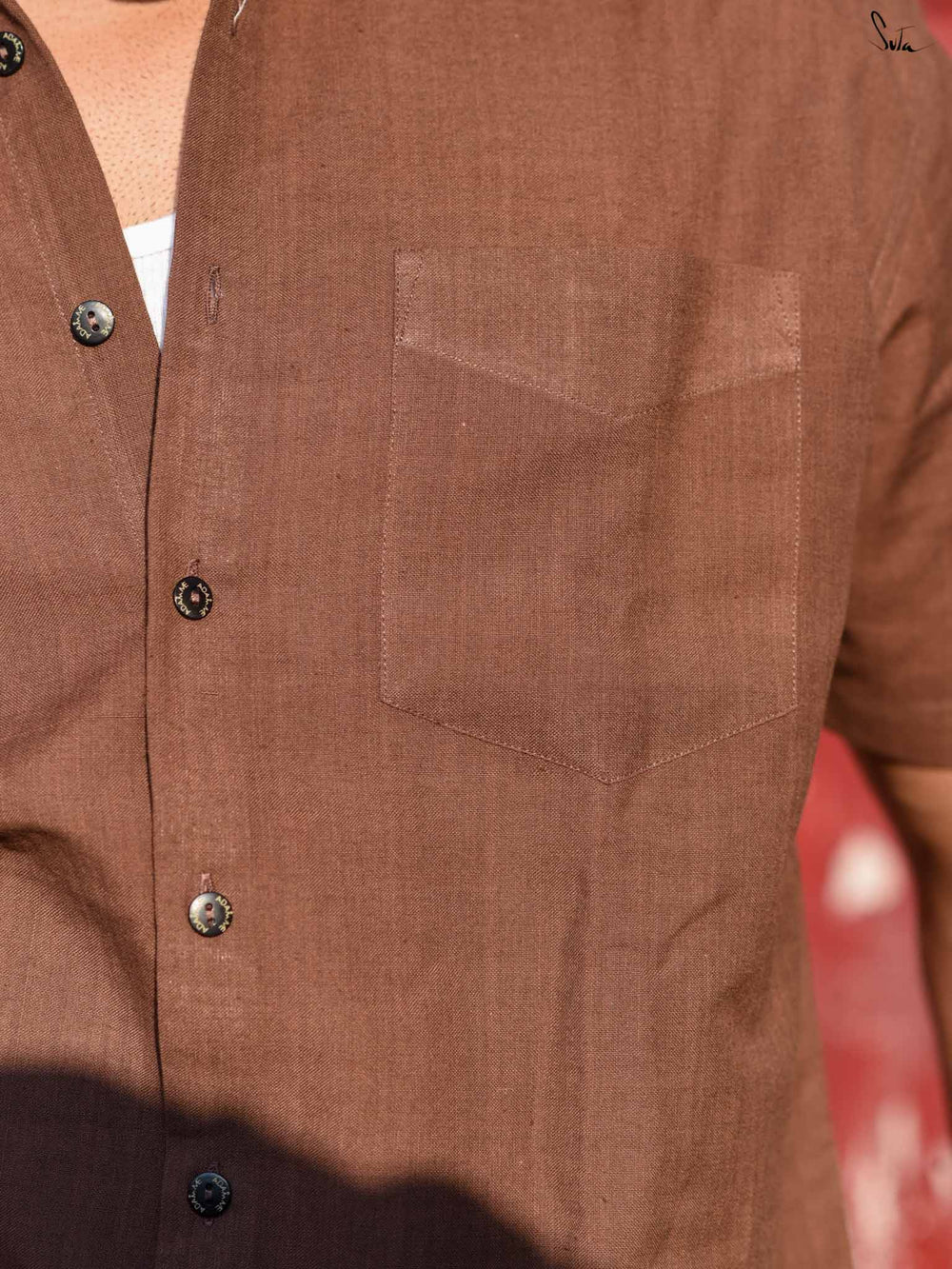 Brown Colour Half Sleeves Cotton Shirt with Pocket