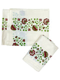 Southloom Pure Cotton Kerala Single Floral Print Set Mundu Maroon and Green Border (2.80 Mtrs)