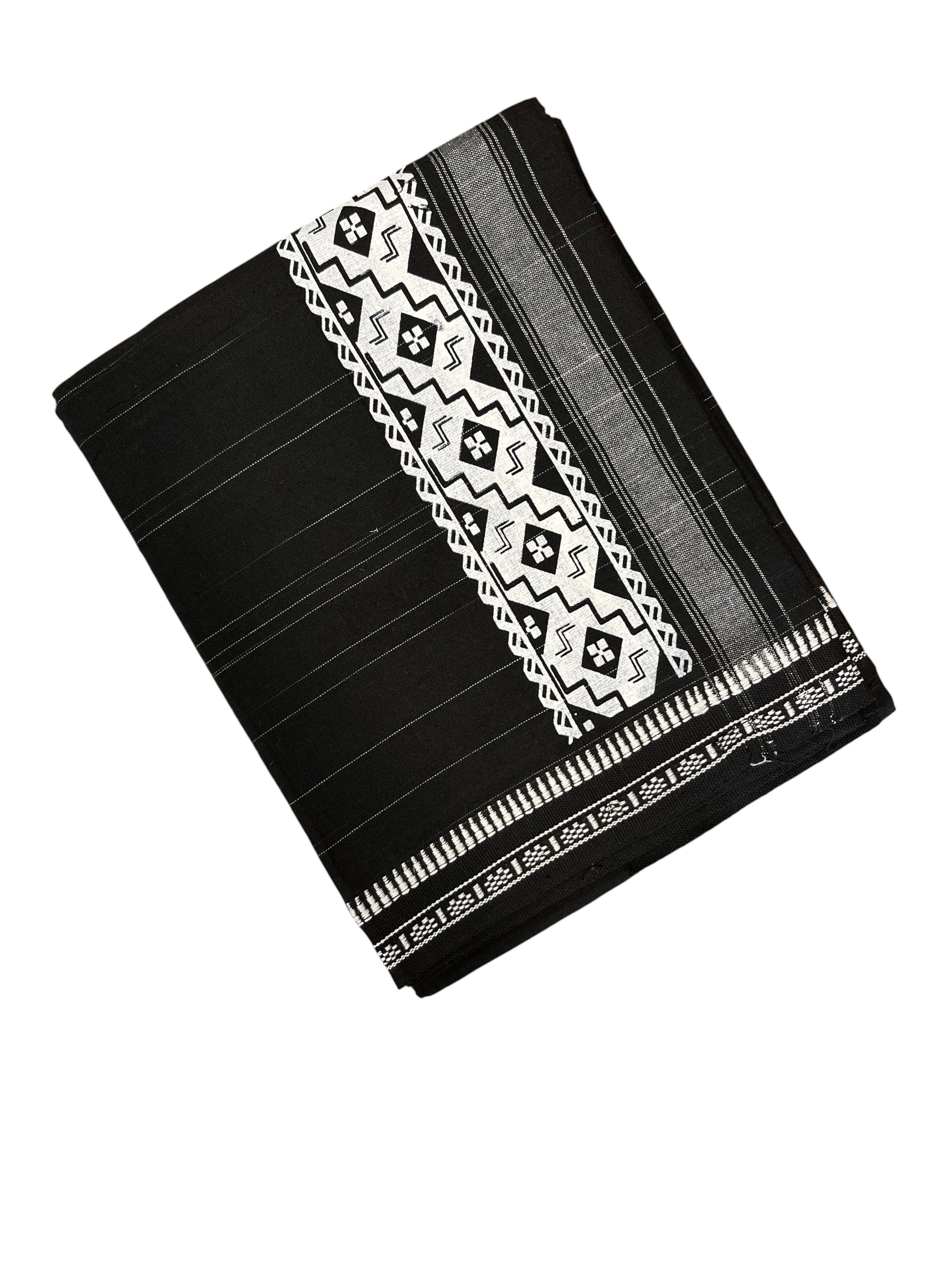 Southloom Black Printed Single Mundu Lungi Style 2