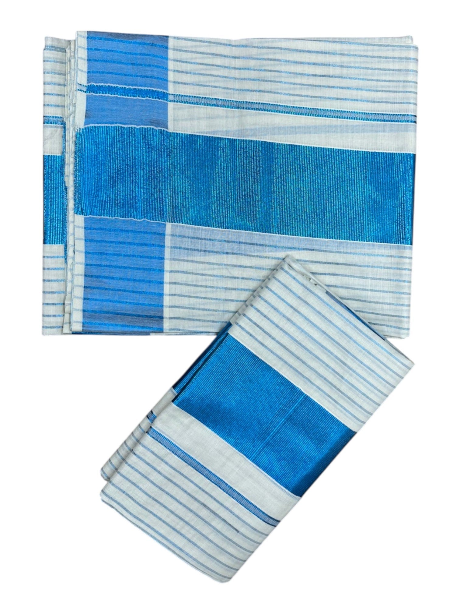 Southloom Pure Cotton Kerala Kasavu Set Mundu with Gold Kasavu and Black Lines Body (2.80 Mtrs)