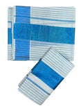 Southloom Kerala Cotton Set Mundu Blue Kasavu Lines Across Body 2.80 Mtrs
